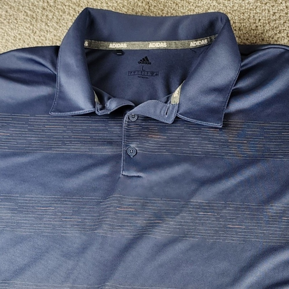 Adidas Polo Shirt Large Golf Performance Breathable Polyester Navy Blue Training